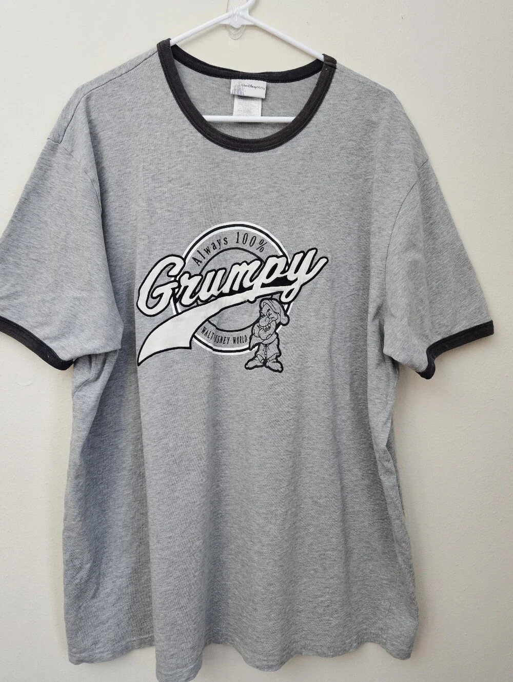 Grumpy Graphic Ringer Tee - Gray with Black Trim Size XXL